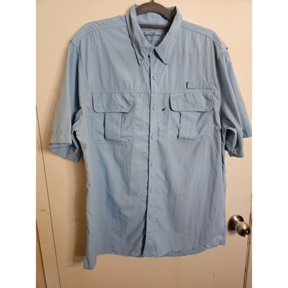 North River Outfitters Button Up Shirt Short Sleeve‎ Outdoor Gear L Camping Fish